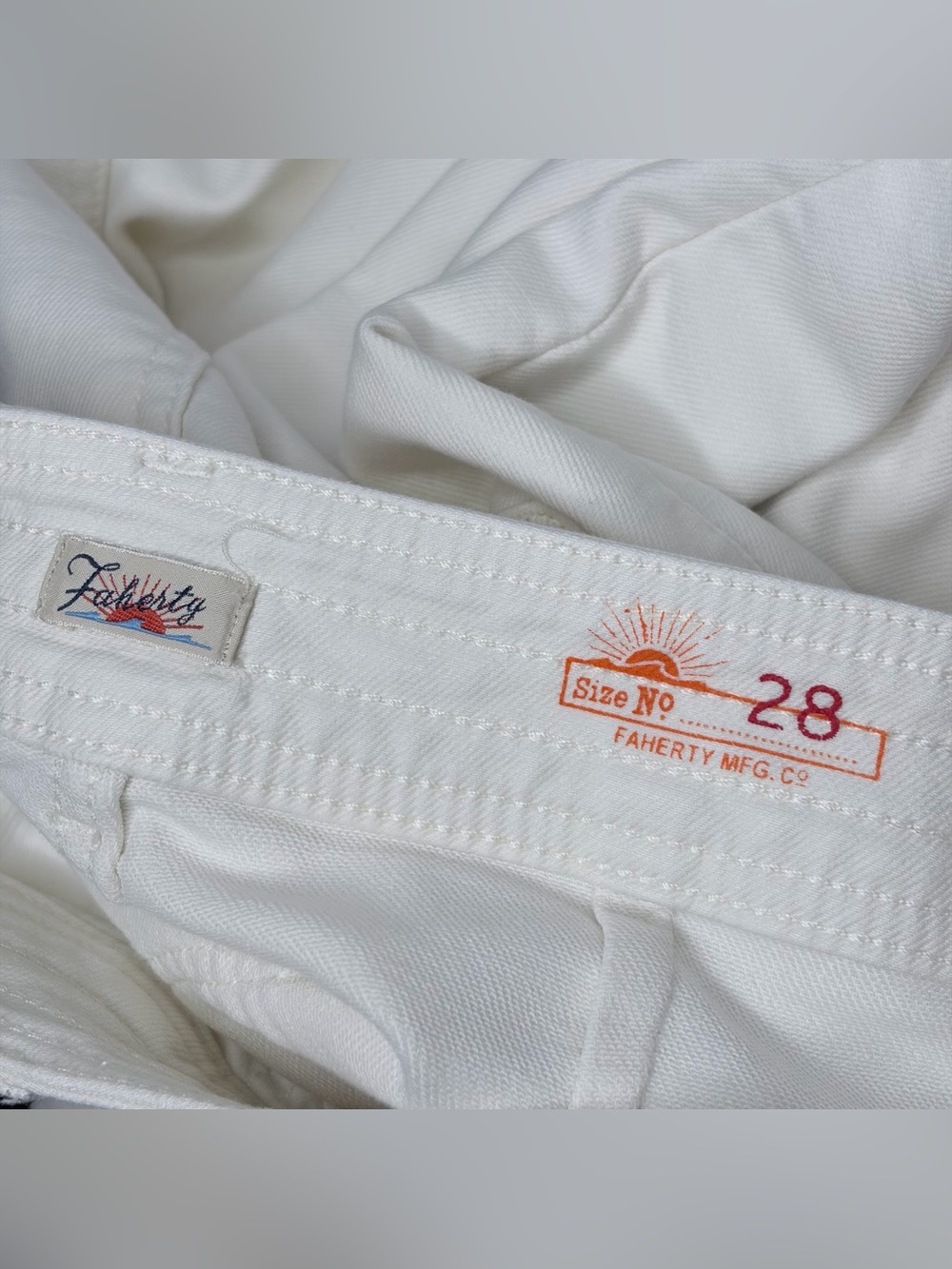 Faherty White Stretch Harbor Wide Leg Pants - Picture 5 of 9